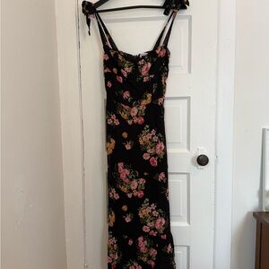 Reformation Black Floral Maxi Dress